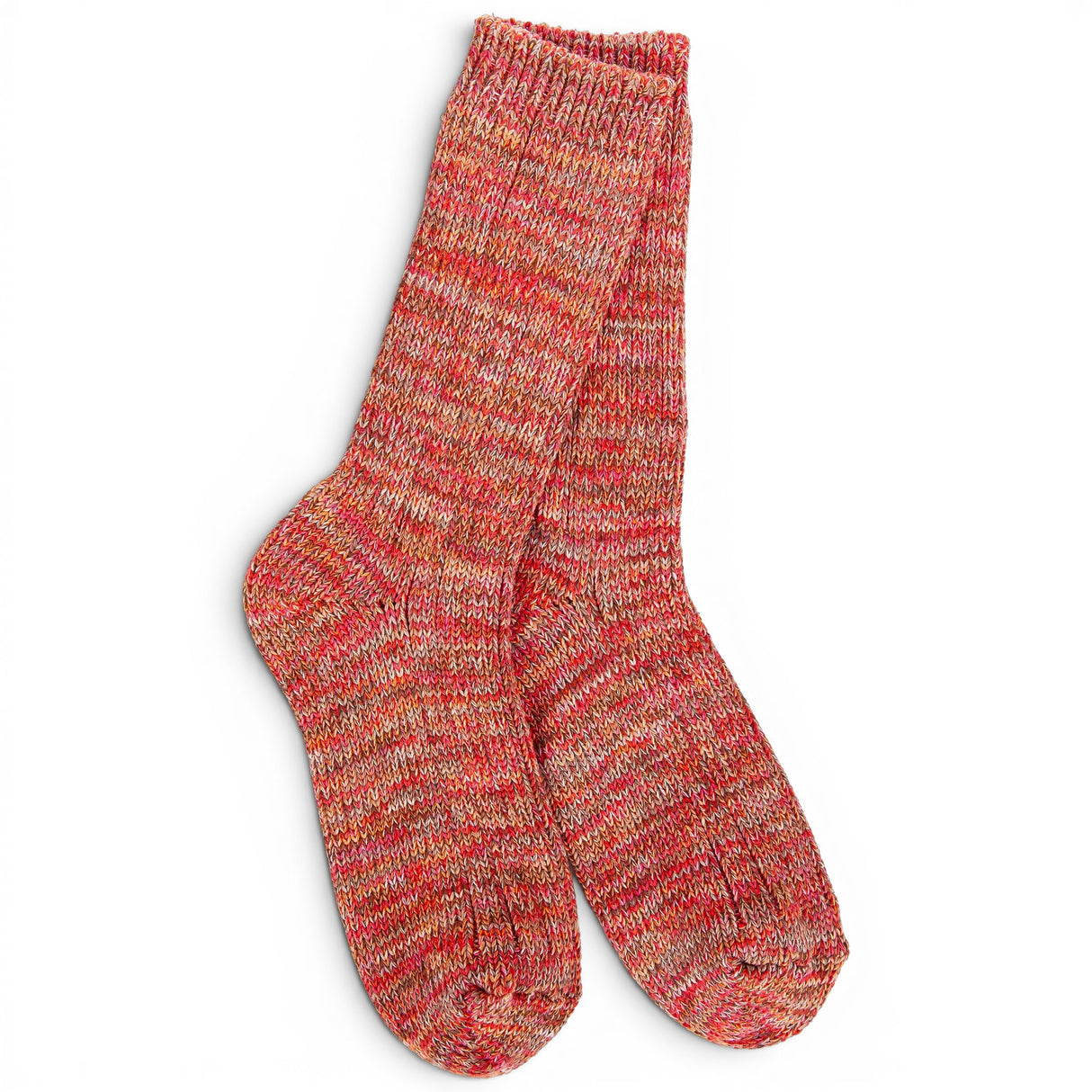 World's Softest Socks Weekend Missoni Crew Socks in Brick marled knit crew socks with warm red, coral, and terracotta tones.
