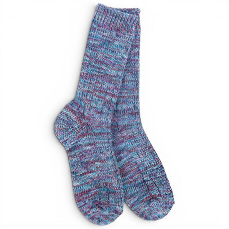 World's Softest Socks Weekend Missoni Crew Socks in Neptune marled knit crew socks with blue, aqua, lavender, and white tones.

