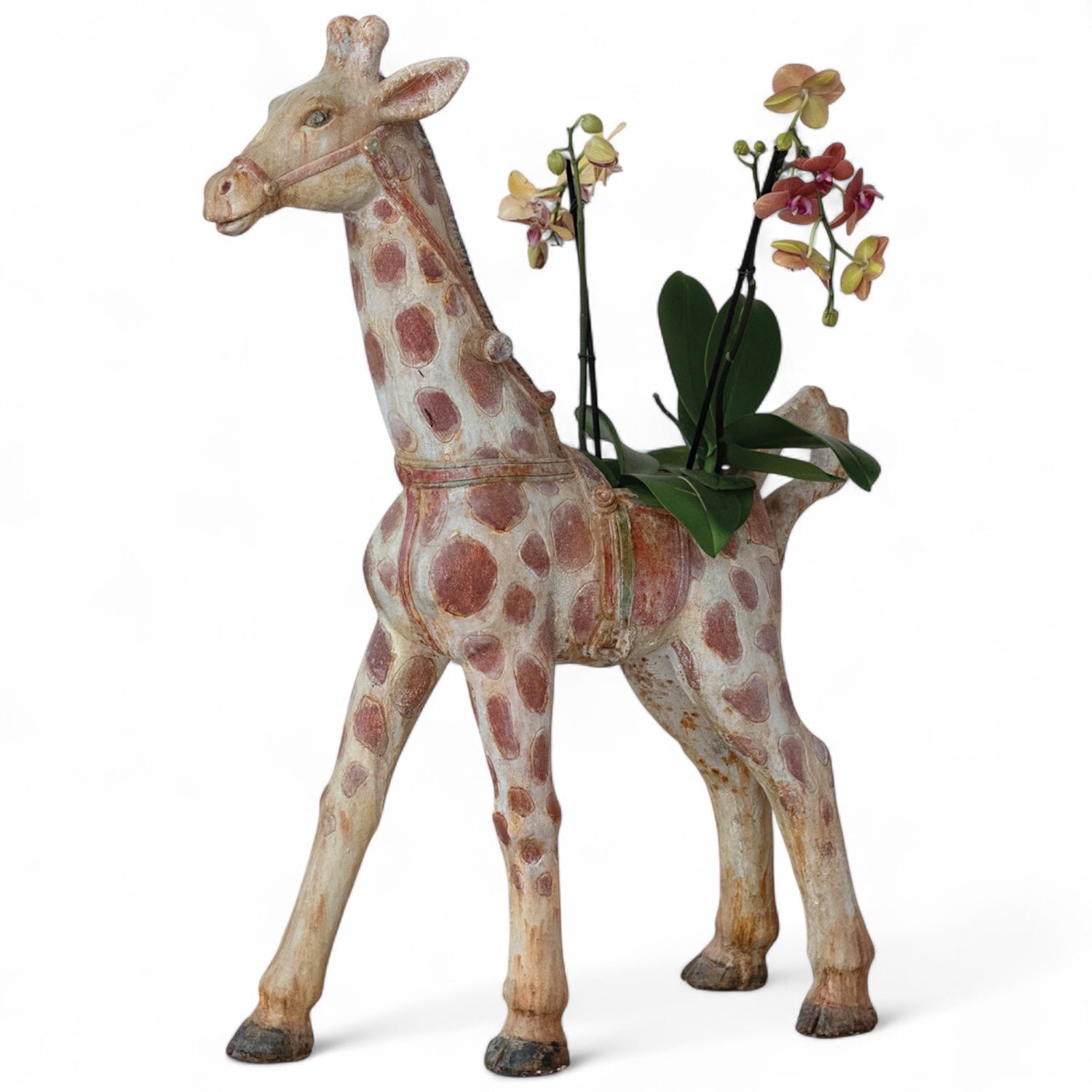 リナ・ボ・バルディ　GIRAFA CAIR ミニチュア Vintage-Inspired Carousel Giraffe Planter – Rust & Cinder