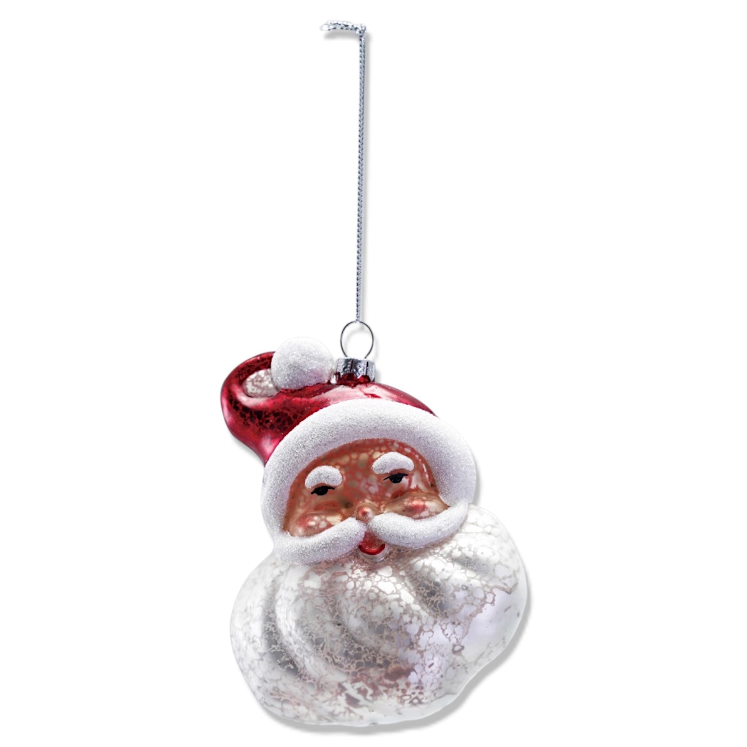 Mercury Glass Santa Face Ornament