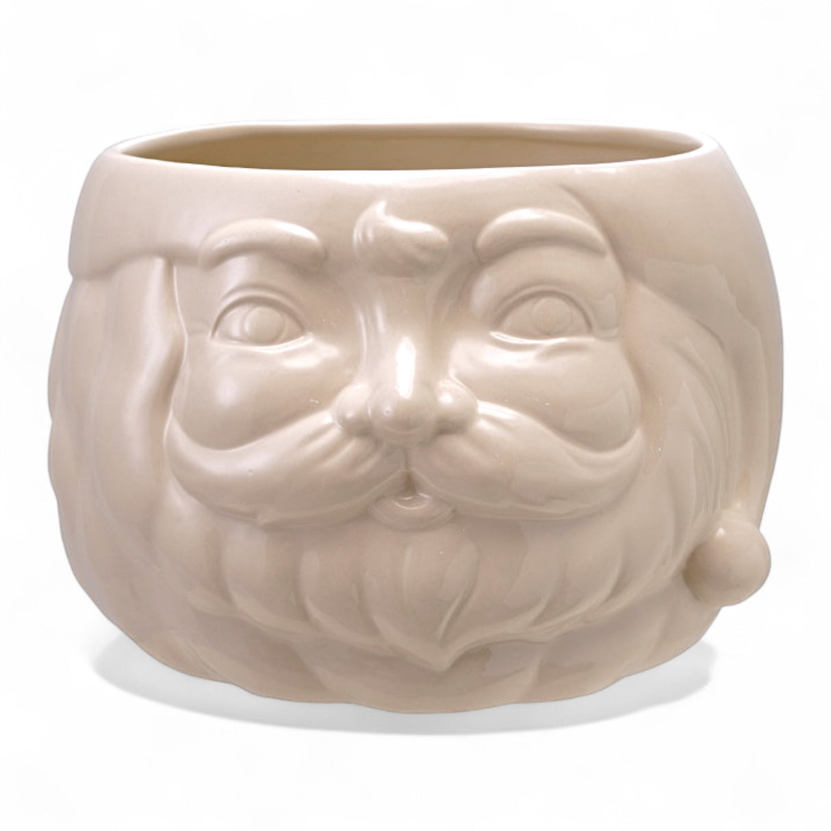Large White Ceramic Santa Head Bottle Cooler Bowl