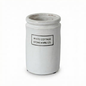 white ceramic crock farmhouse utensil holder vintage style jar