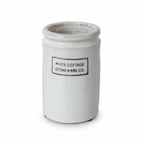 white ceramic crock farmhouse utensil holder vintage style jar