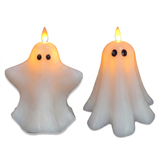 LED moving flame white ghost candle with timer