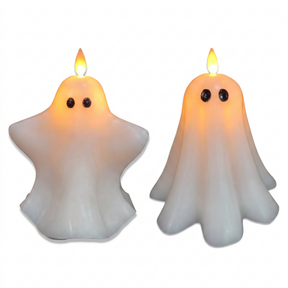 LED moving flame white ghost candle with timer