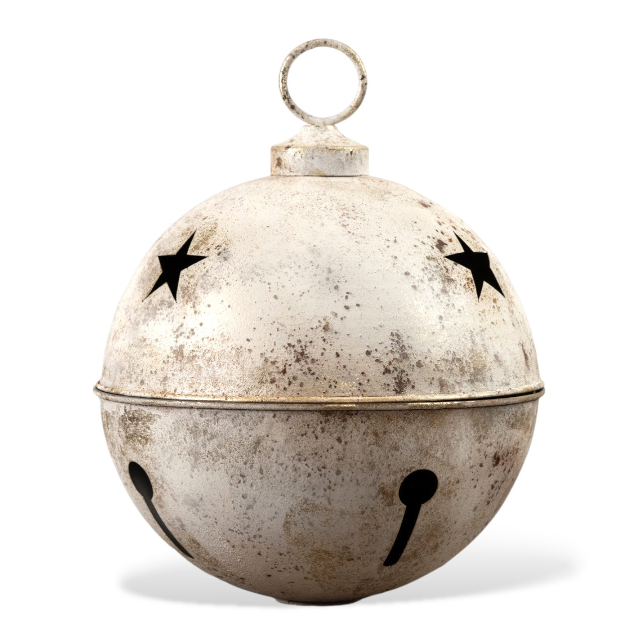 Ding jingle bells新作【蓬松奶油泥】 Jumbo Oversized Distressed White Star Sleigh Jingle Bell | 3 Sizes