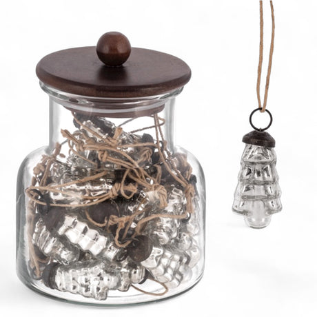 White mercury glass Christmas tree ornament with twine hanger