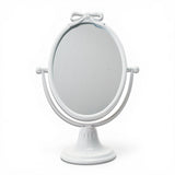 white metal vanity mirror with bow adjustable tabletop oval makeup mirror