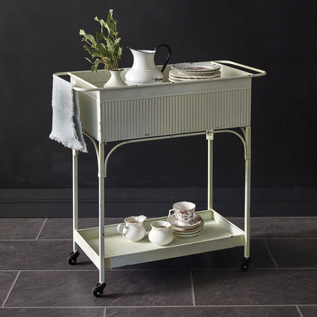 white metal galvanized bar cart