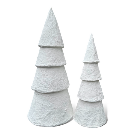 two paper mache Christmas trees