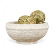 Whitewashed textured terra cotta bowl used for decorative styling or holding fruit