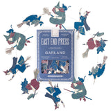 East End Press Wicked Witches sewn paper Halloween garland with witches, broomsticks, and cats