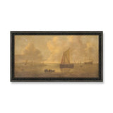 willem van diest seascape wall art framed vintage coastal painting sailboats harbor neutral tones