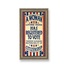 womens suffrage framed wall art patriotic quote red white blue vintage typography gold frame
