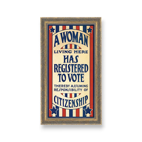 womens suffrage framed wall art patriotic quote red white blue vintage typography gold frame