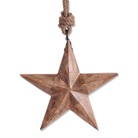 Hand-carved wood star ornament