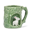stoneware tree trunk mug with 3D bunny figurine alcove woodland coffee cup