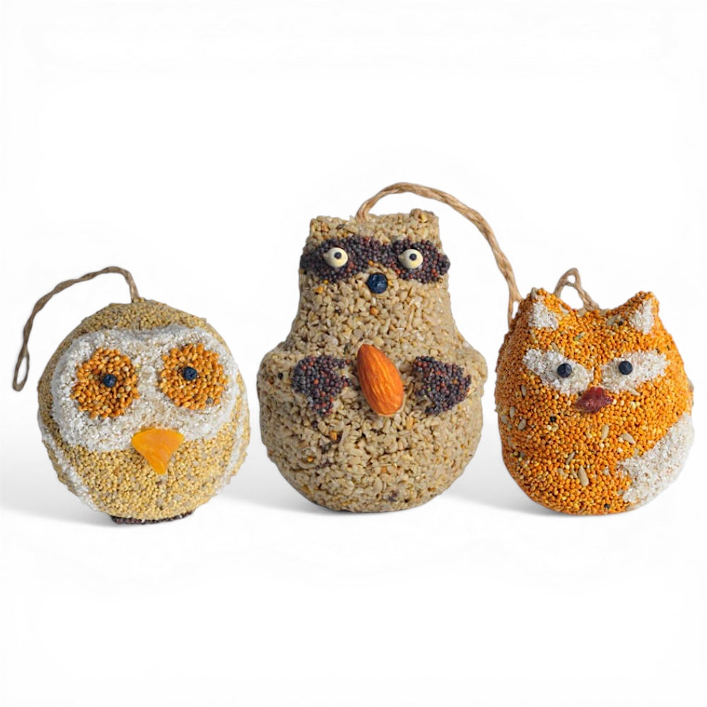 woodland friends wild bird treats owl fox raccoon edible bird seed gift with hanger