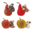Wool felt mice eating colorful pears apples and fall fruit in four assorted styles