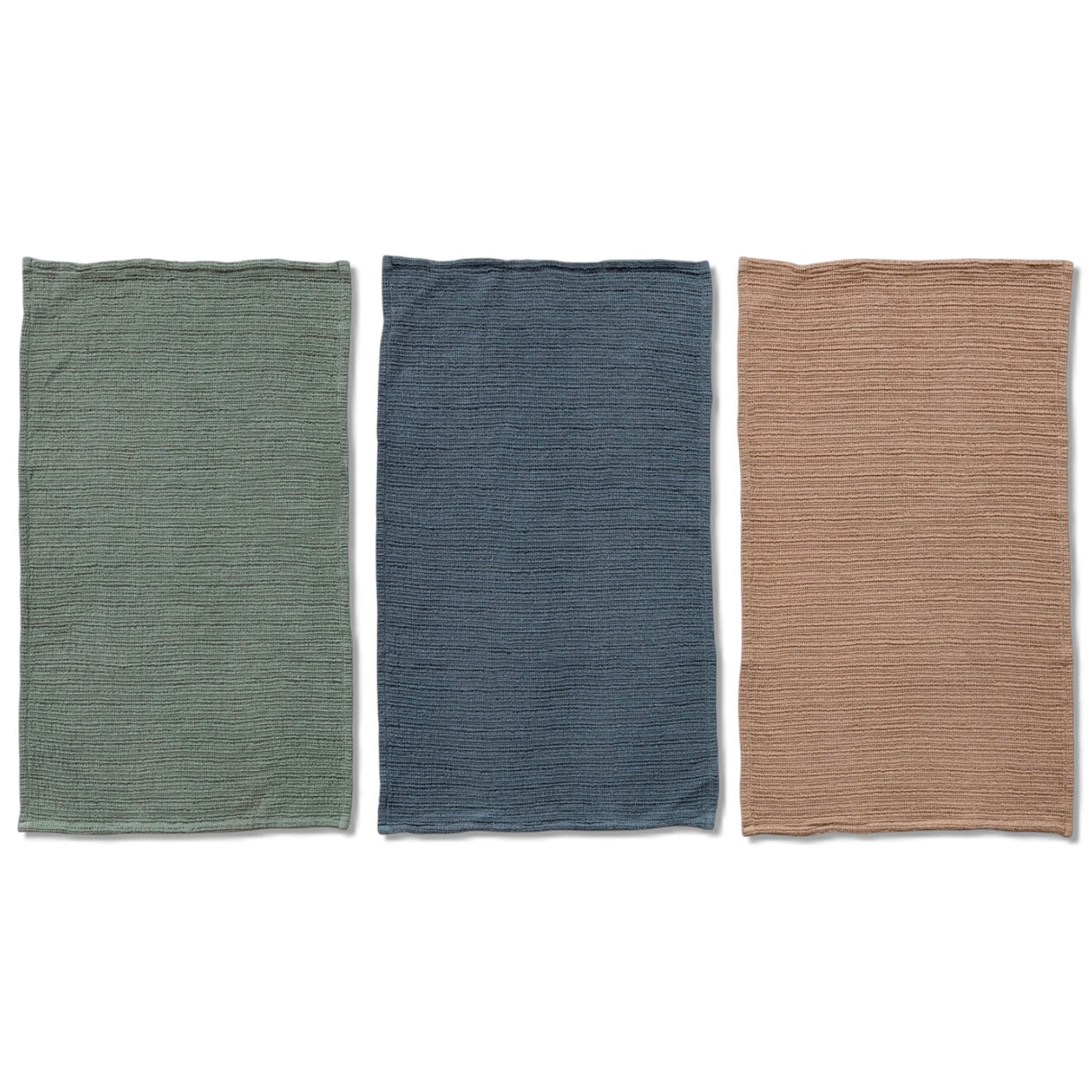28x18 woven cotton waffle weave tea towel in neutral kitchen colors