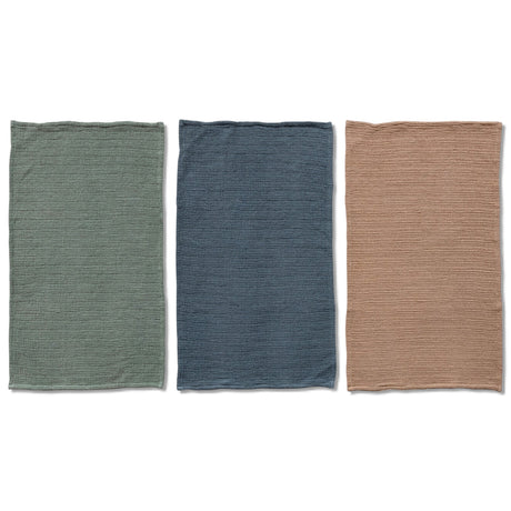 28x18 woven cotton waffle weave tea towel in neutral kitchen colors