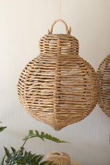 Close-up of handcrafted seagrass woven over an iron ornament frame