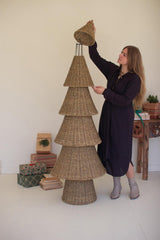 Side view of the large woven vine Christmas tree