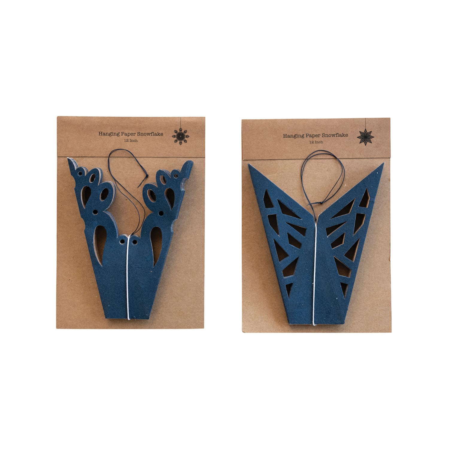 Blue Hanging Paper Snowflake with Gold Foil Accents - Thumbnail 3