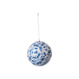 Blue Chinoiserie Recycled Paper Mache Ball Ornament