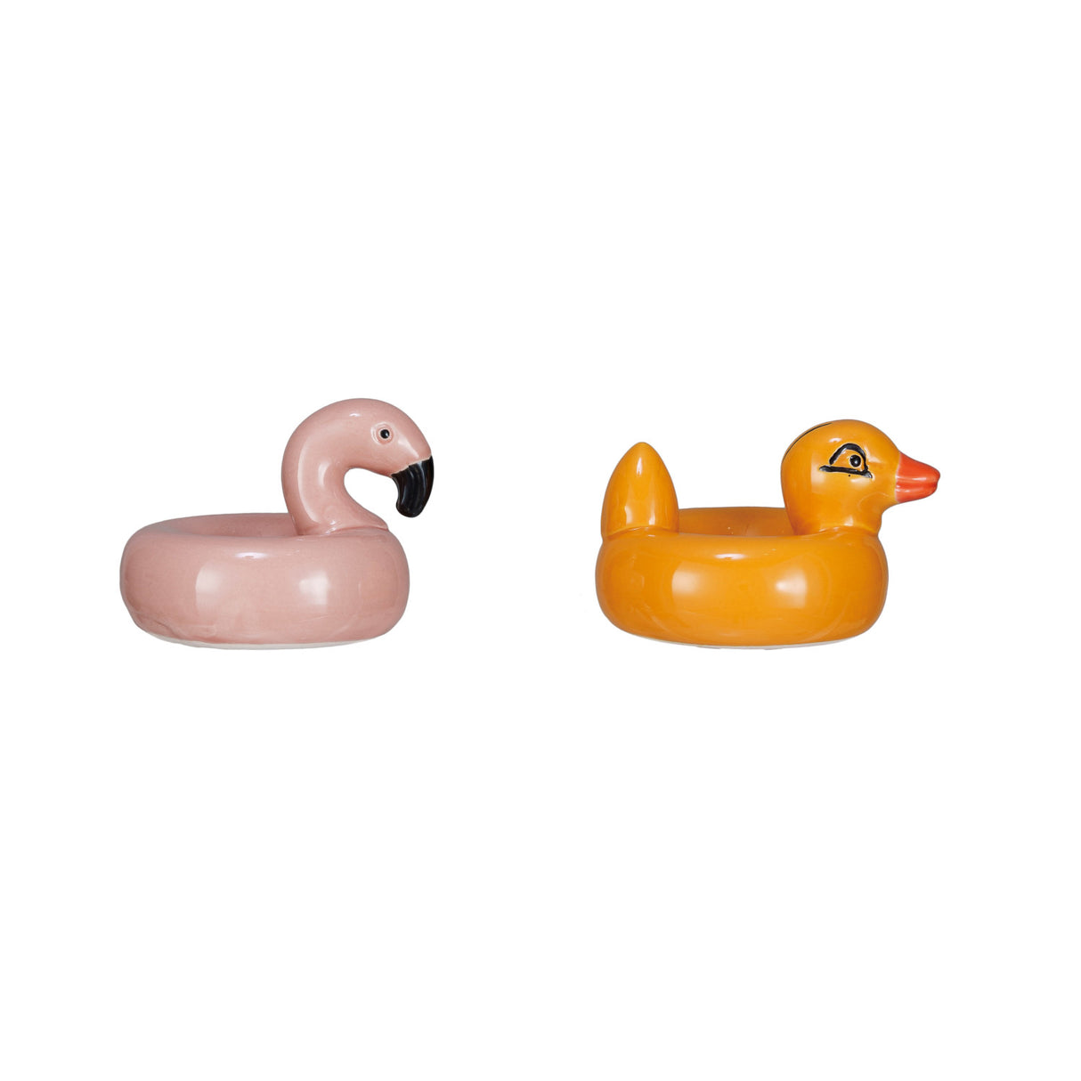 flamingo and duck ceramic stoneware pool float by creative co-op