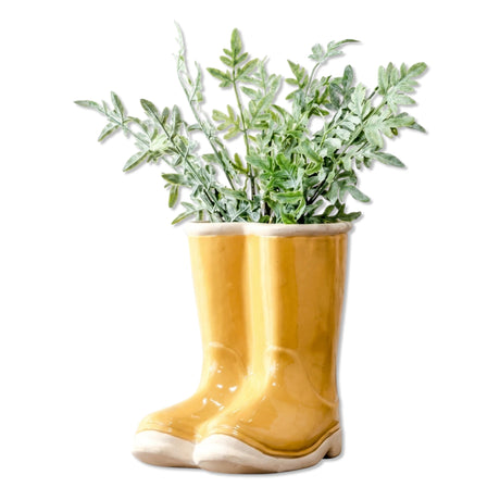 yellow rain boot planter decorative boot shaped plant pot for small plants