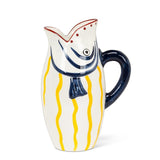 ceramic fish pitcher yellow stripe coastal jug decorative kitchen pitcher